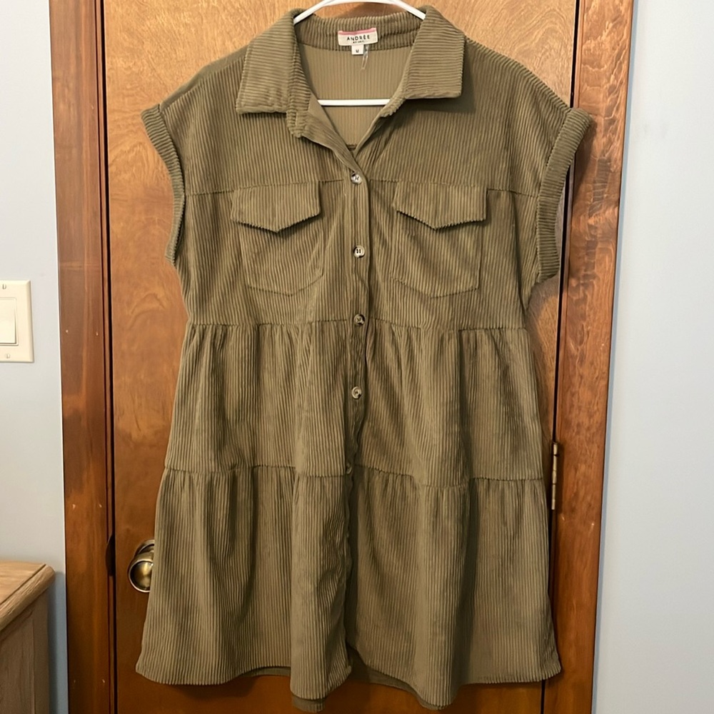 Corduroy Green Dress
